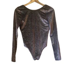 Sparkly‎ Bodysuit, Long Sleeve Leotard, Shimmery Party Top, Glam Night Out